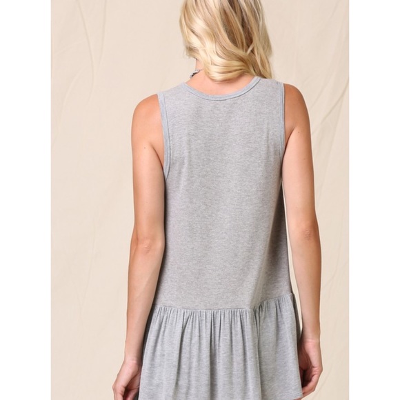 Gray Spring Tank Tops Rib Knit Ruffle Tank Summer Tops - Picture 5 of 7